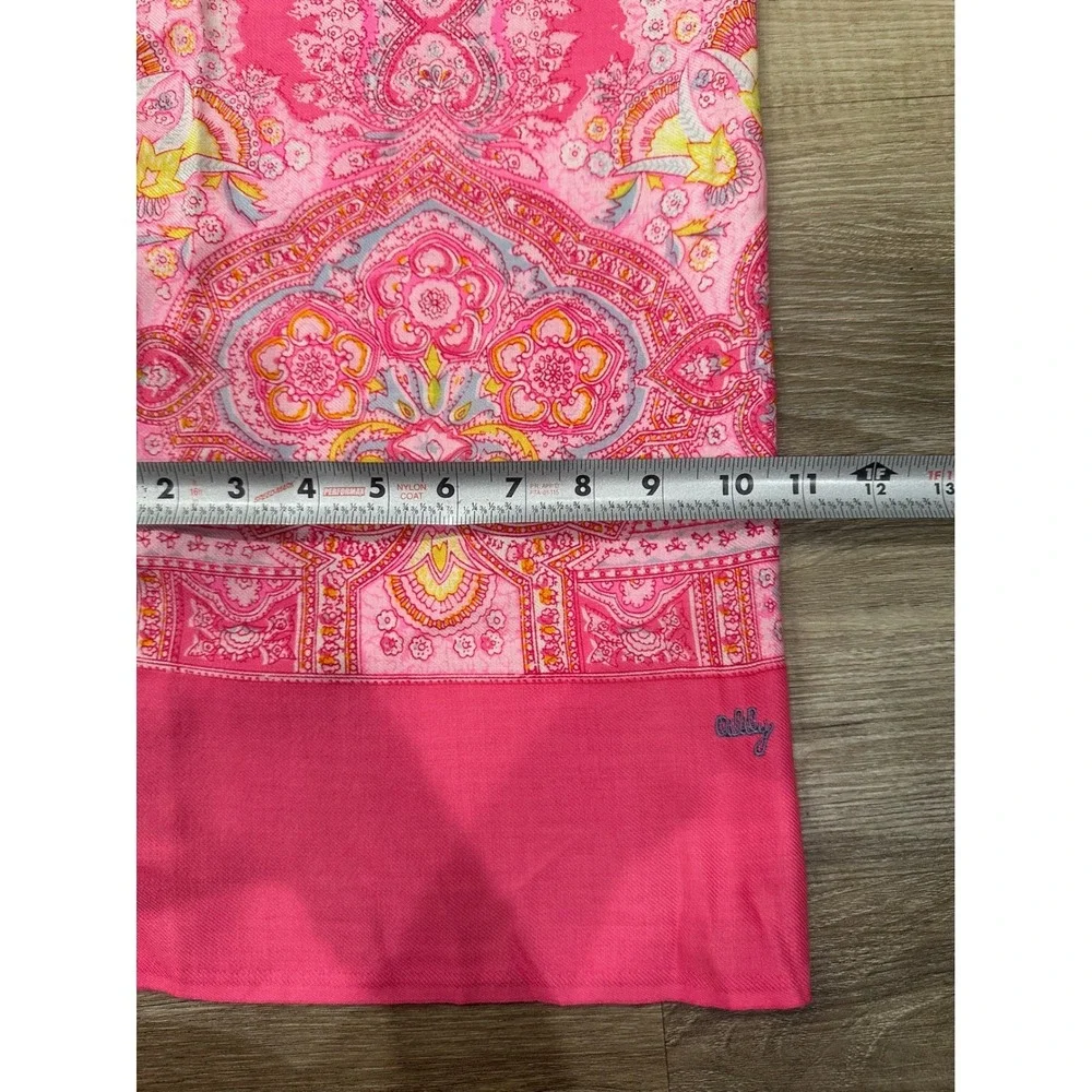 OILILY ‎ Scarf Pink Paisley Print Silk Blend